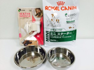 犬用給水器と食器の紹介